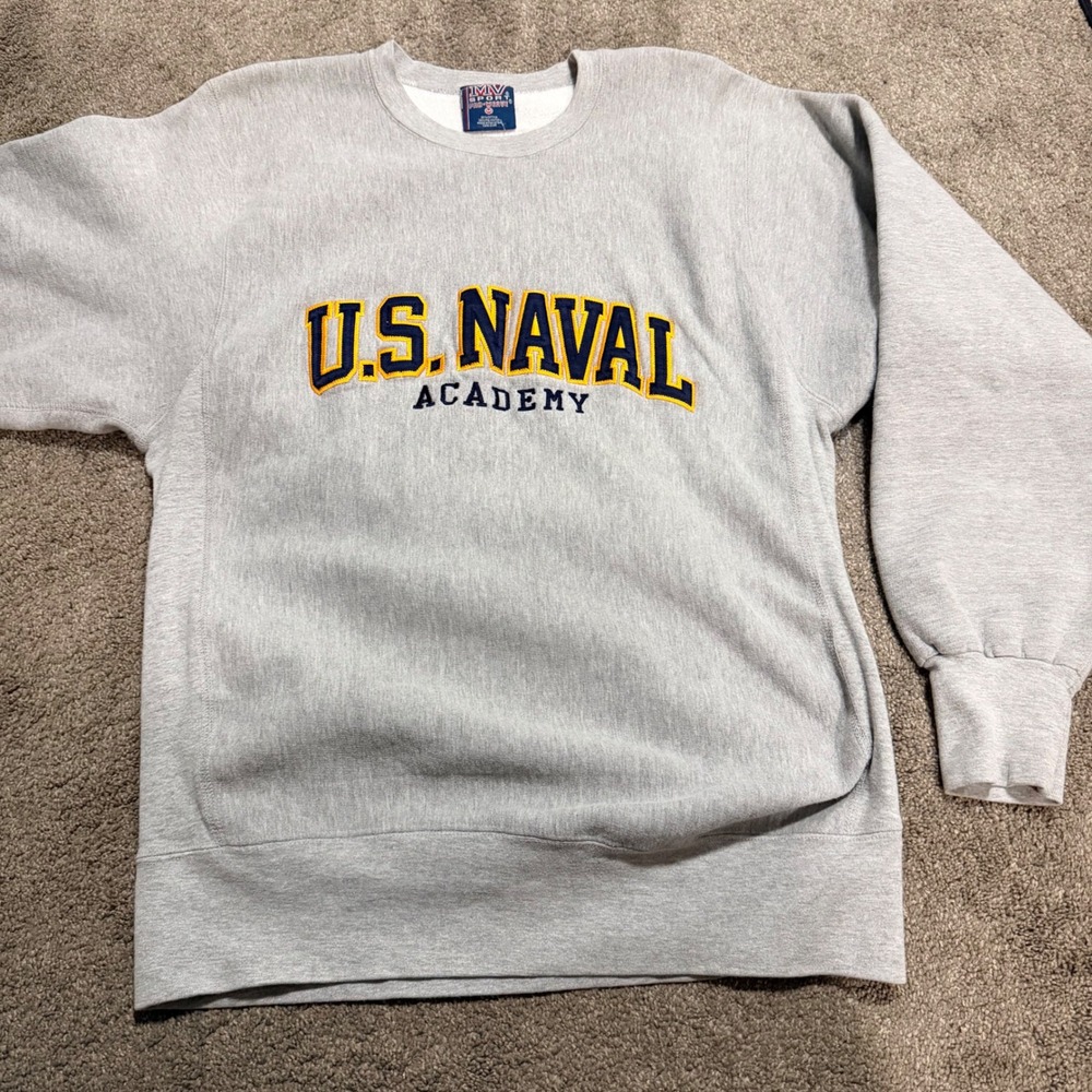 MV‎ Sport Pro-Weave US Naval Academy Sweatshirt Gray Crewneck Mens Medium USNA